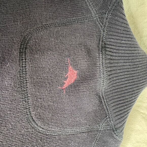 Tommy Bahama Sweater Mens Large Black Reversible Mock Neck 1/4 Zip Pullover Golf - Picture 6 of 7